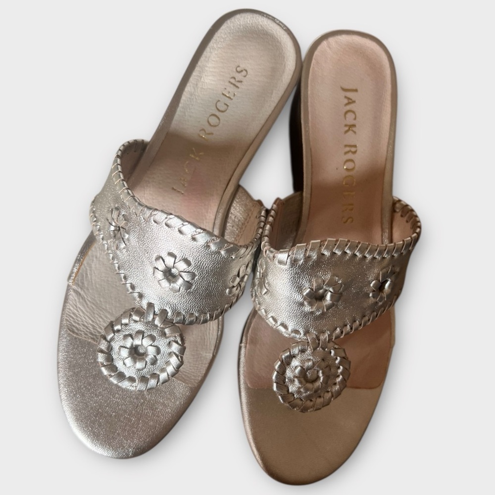 Jack Rogers Silver Mules